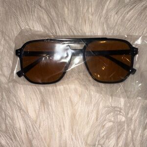Black Frame Sunglasses with Amber Lenses